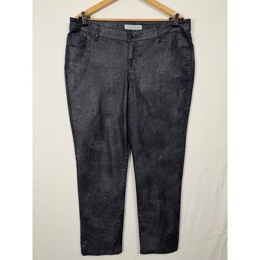Chico's Platinum Denim Women 3(12) Regular Navy Blue Snakeskin Animal Print Exc